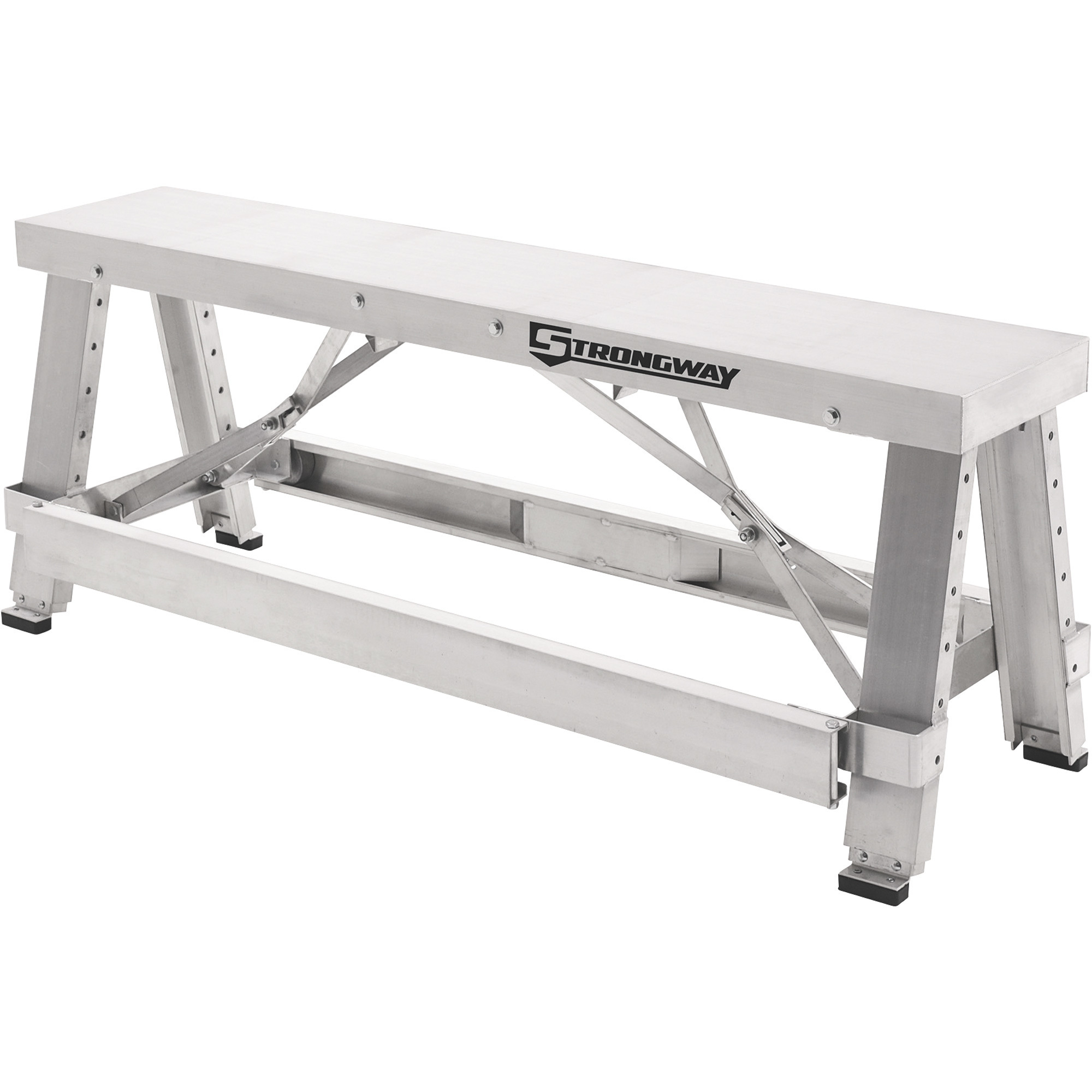 Strongway Adjustable Drywall Bench, 500-Lb. Capacity Top, 250-Lb. Capacity Side Step, 18in. to 30in.